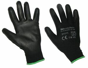 GUANTI RIVESTITI IN POLIURETANO NERO TG 10