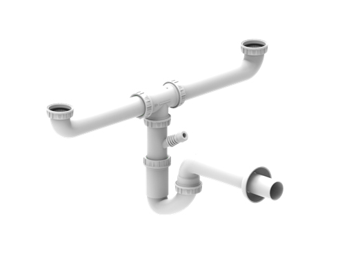 SIFONE A “U” AUTOP. 2 VASCHE 1"1/2 C/ATTACCO 1 LAVATRICE